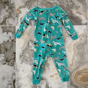 Teal Dog Print Kids One Piece